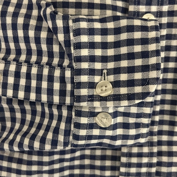 Brooks Brothers Men's Navy & White Checked Long-sleeve Buttondown Shirt - Small - Picture 2 of 5